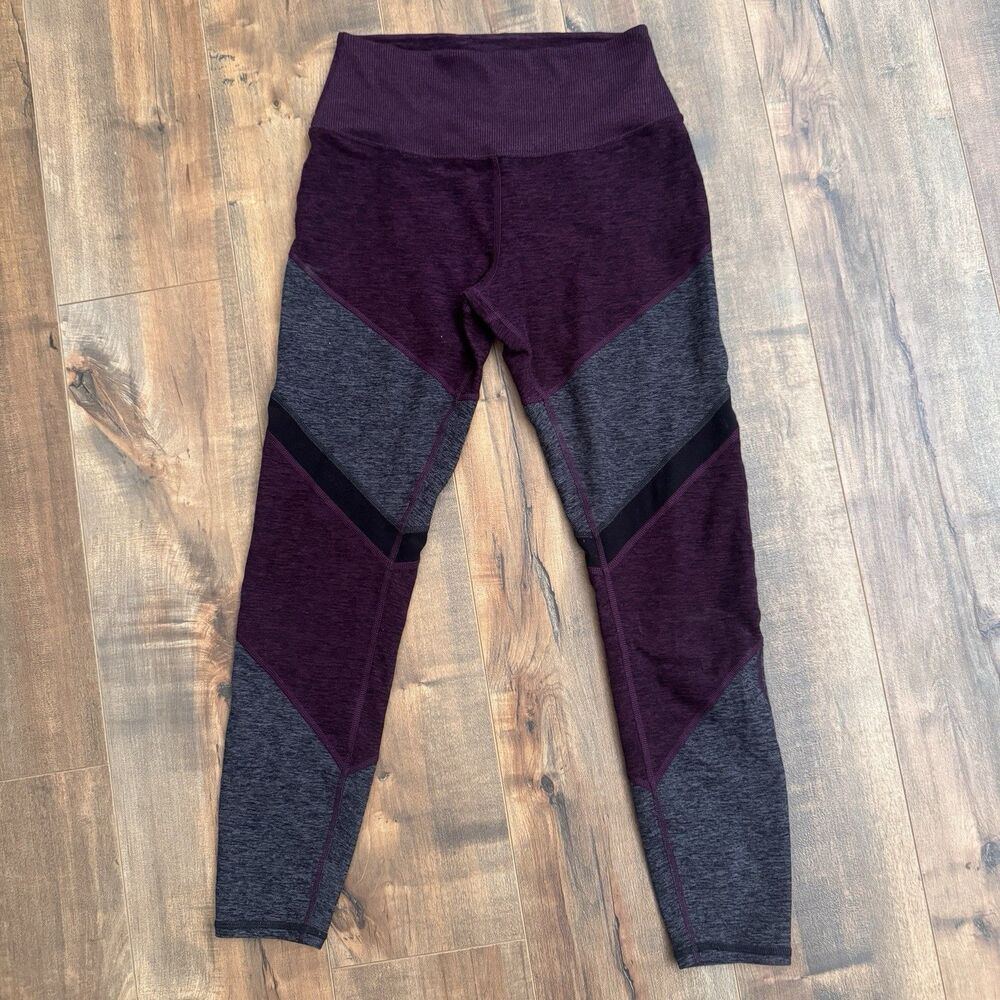 Alo Yoga Alosoft Sheila Leggings Women's Small Colorblock Purple Gray Workout